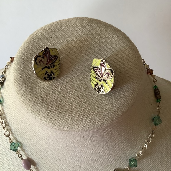 Vintage Y2K Butterfly Clip On Earrings& Handmade Gorgeous Necklace - Picture 3 of 15
